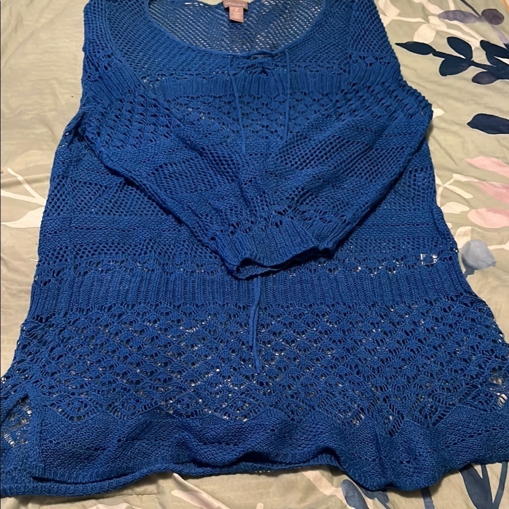 Cute royal blue crochet tunic